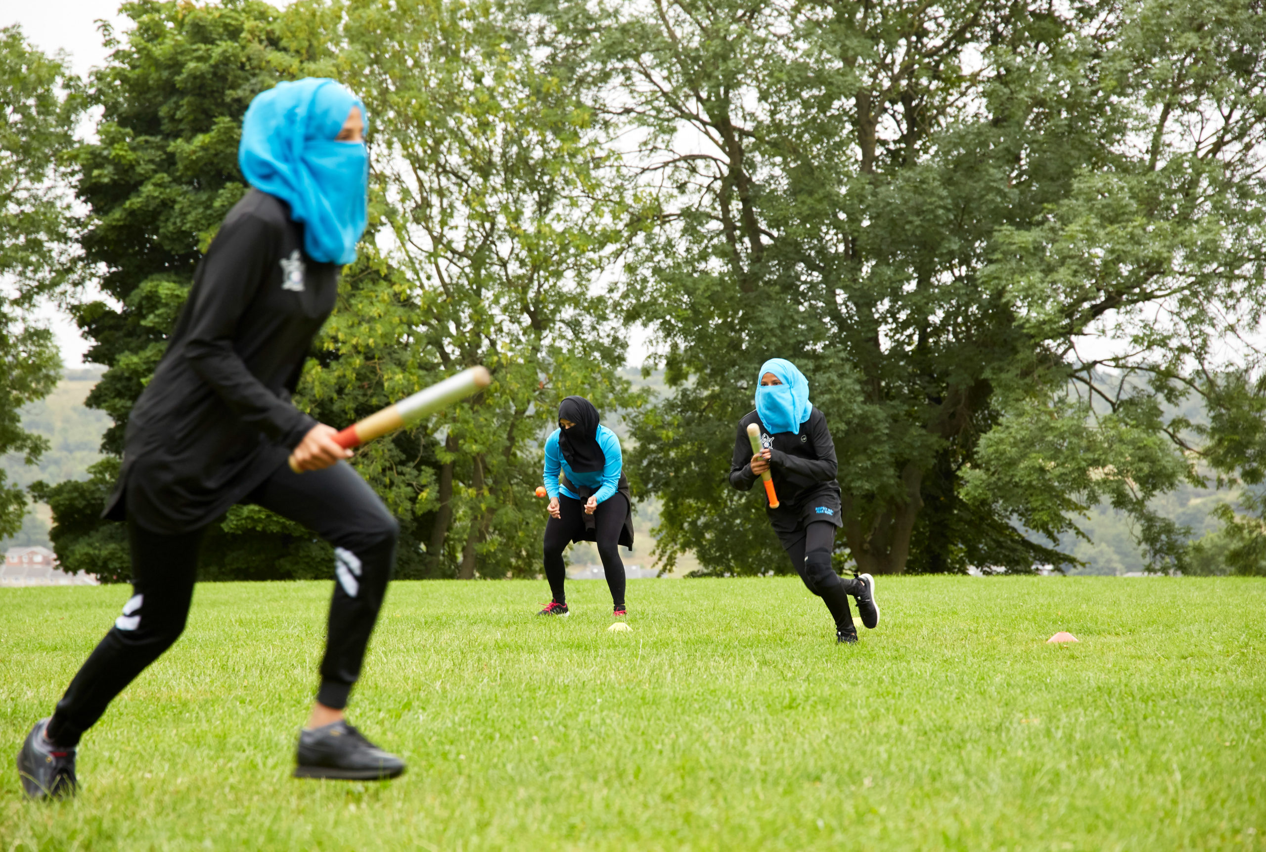 glorious batley ninjas playing rounders in the park