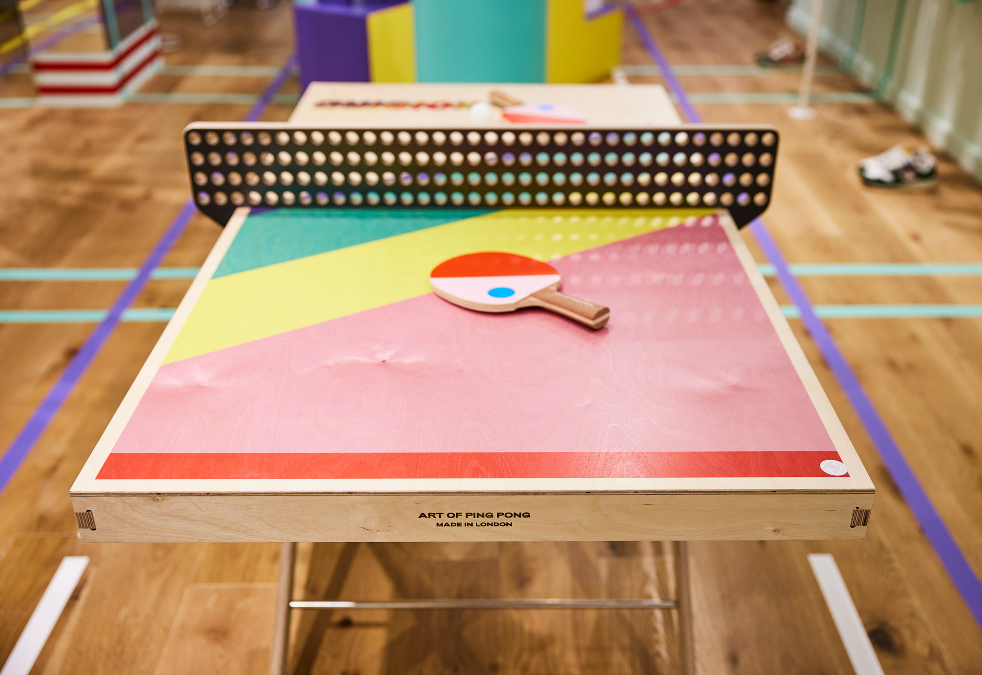 vibrant painted ping pong table
