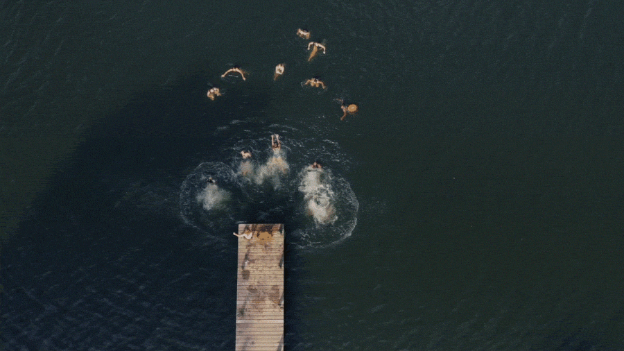 glorious wonderful wild women james cannon aerial drone jumping into water