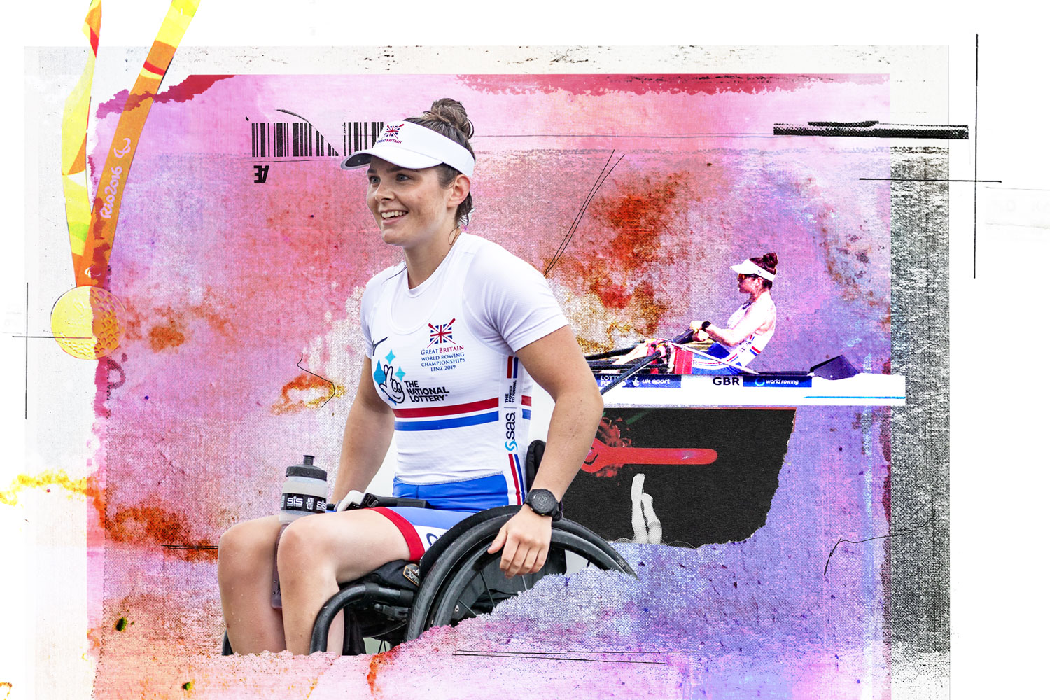 collage of Paralympic rower