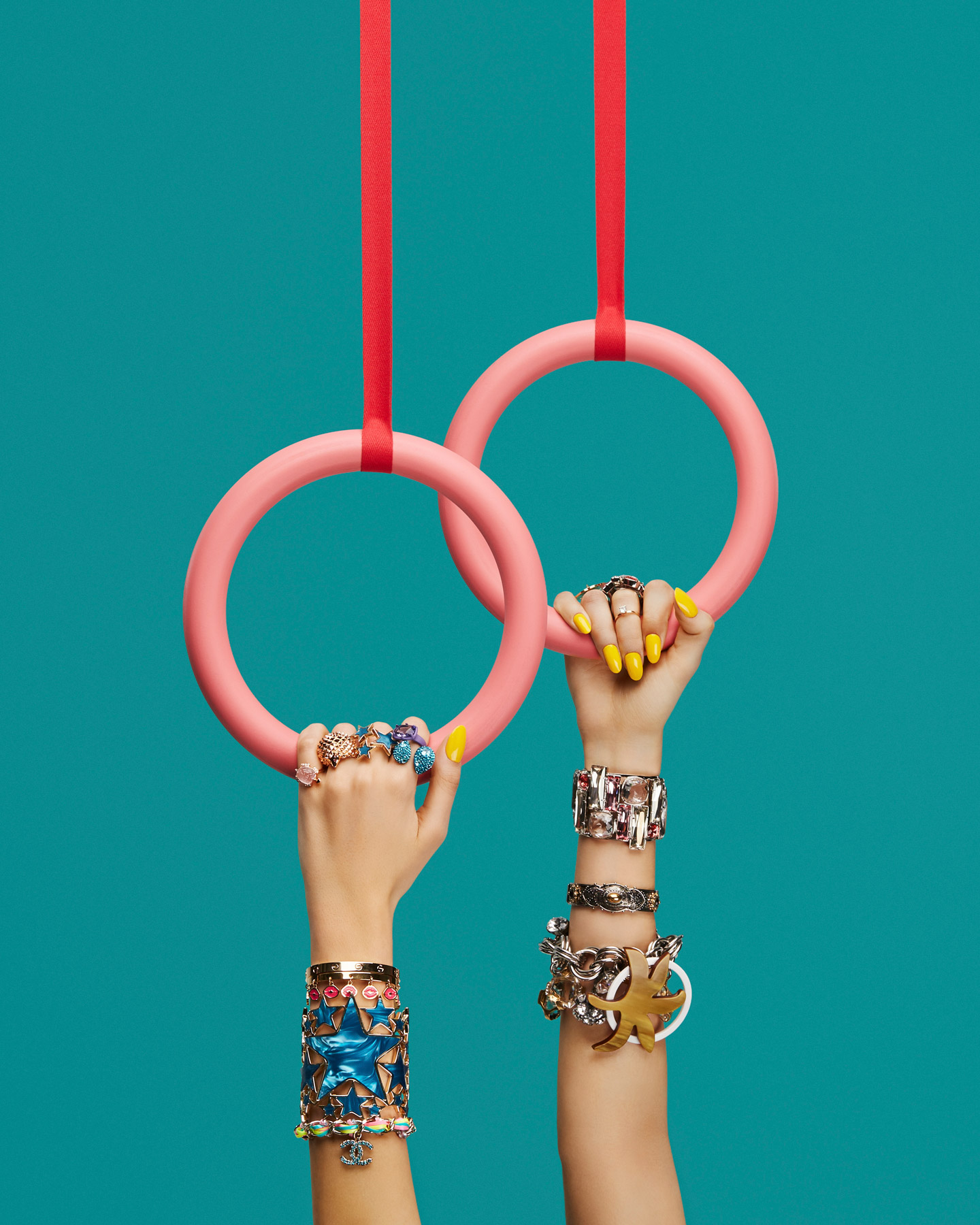 glorious aleksandra kingo lets get physical woman holding rings with rings