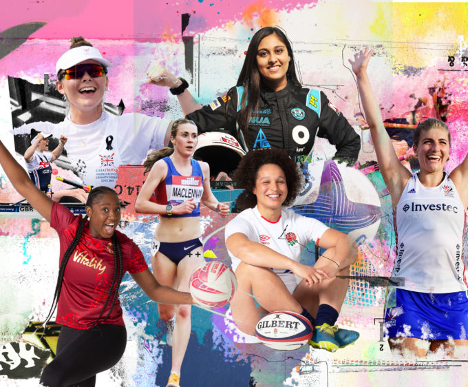 Collage of British female athletes