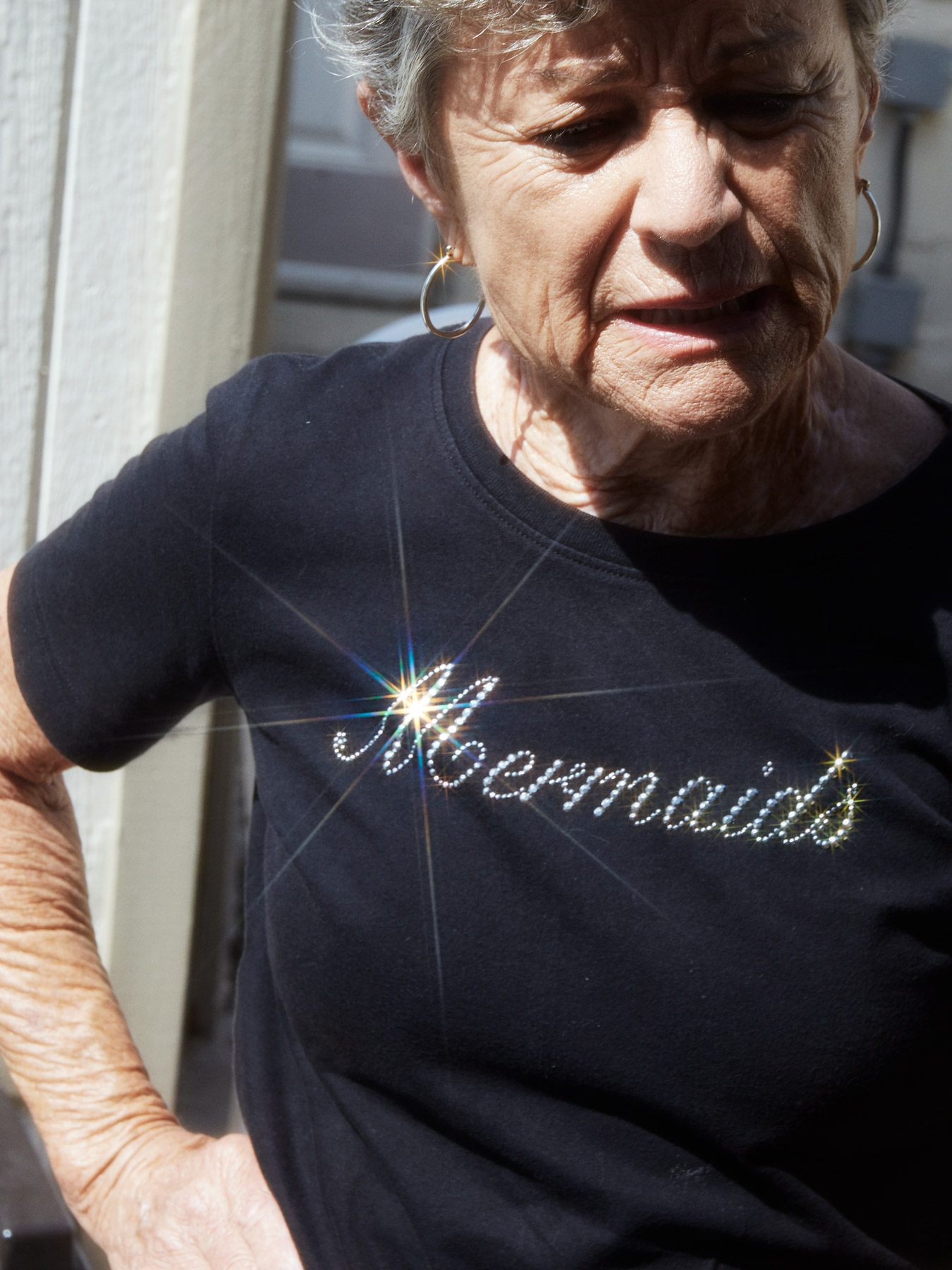 glorious mermaids charlie engman florida older woman portrait with rhinestones on shirt